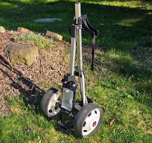 Vintage Knight 3000 Folding Golf Pull Cart 2-Wheel Bag Carrier Aluminum Frame - Picture 10 of 14