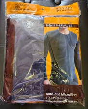 Men’s Ultra-Soft Microfiber Fleece-Lined Thermal Set Blue Size L