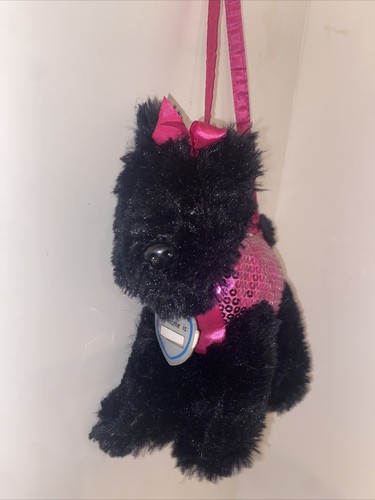 Poochie & Co Plush Poodle Girls Purse Shoulder Bag Pink Sequin - Picture 2 of 14