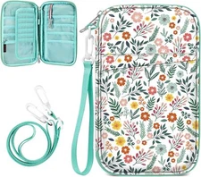 Family Passport Holder Wallet RFID Blocking Travel Document Organizer Clutch Bag