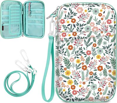 Family Passport Holder Wallet RFID Blocking Travel Document Organizer Clutch Bag