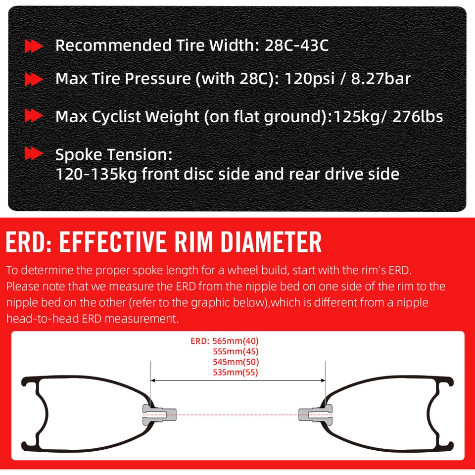700C Carbon Rennrad Scheibenbremse 40/45/50/55mm Drahtreifen Schlauchlos Felgen - Bild 4 von 4