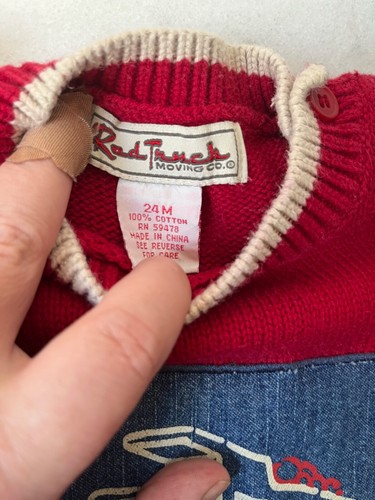 Boys Red Truck Moving Co. Christmas Truck Sweater 24 M - Picture 4 of 8
