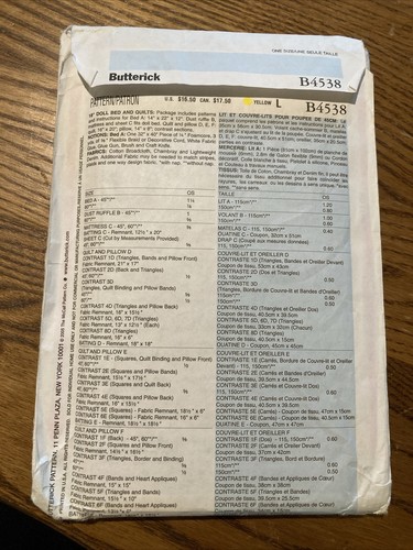 NEU Butterick 4538 18" Amerikanisches Puppenmuster für Bettdecken Kissen Laken Rüsche - Bild 2 von 2