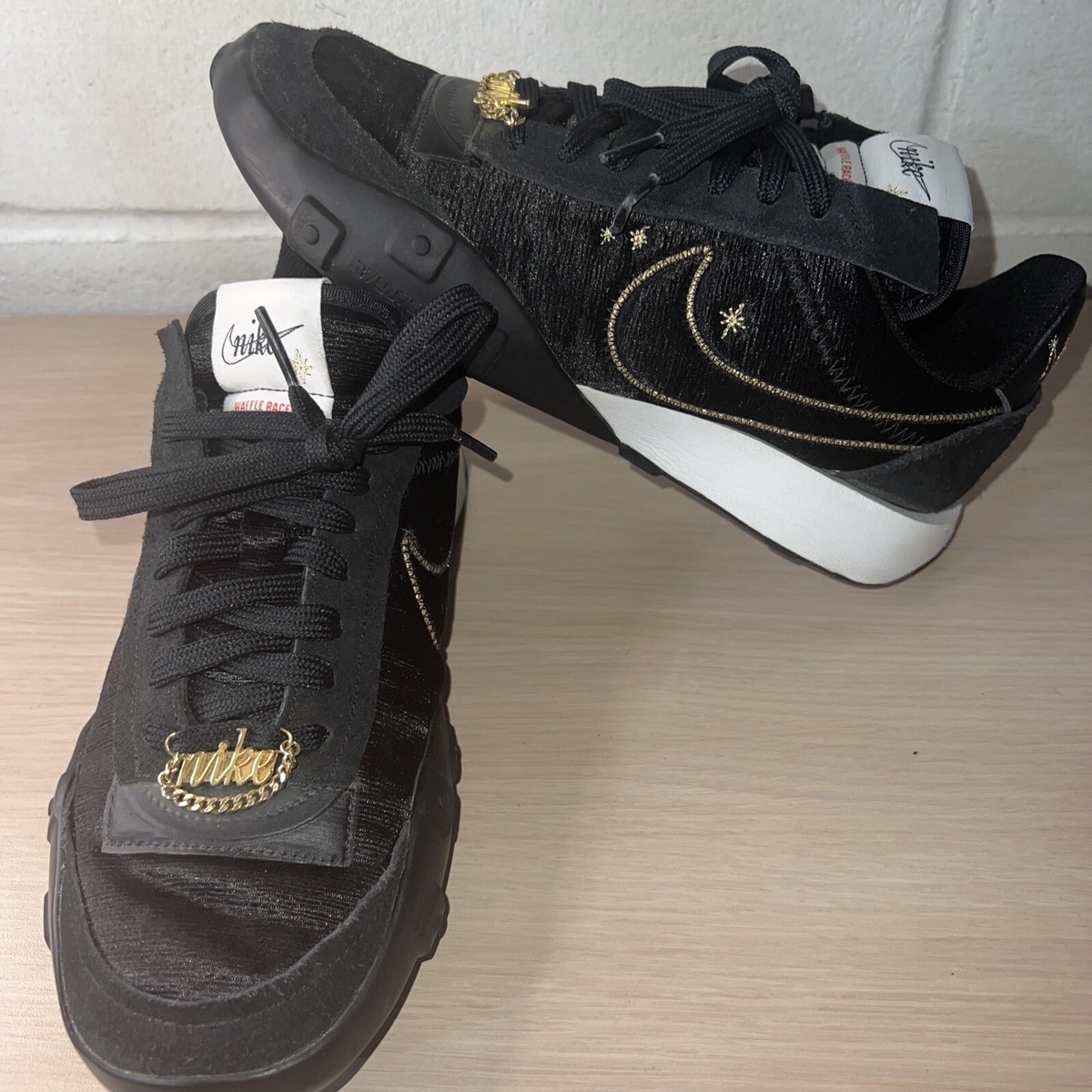 waffle racer 2x sneaker black and gold