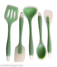  Silicone Utensil Set cmsHome 5 Piece Essential Green Ice Non-stick Non-toxic