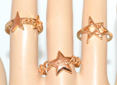 Set anelli donna stelle tris oro dorato fedine fascia cerchi