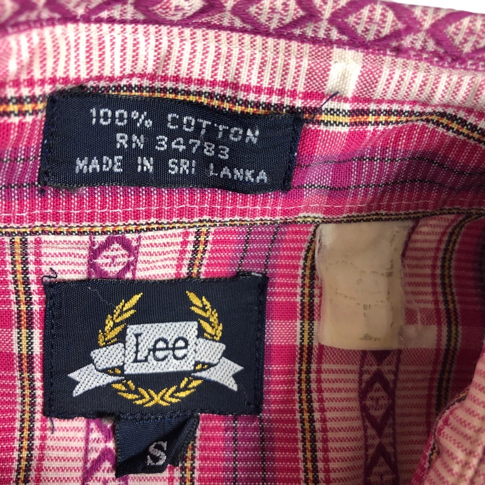 Camisa Lee Vintage Años 90 Mujer Pequeña Rosa Rayas Suroeste Vaquera Occidental Rodeo Foto 3 de 4