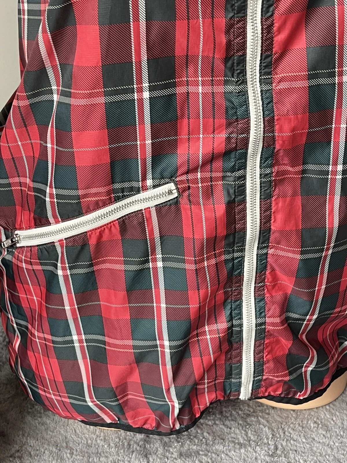 burton dryride light windbreaker hooded plaid shell jacket