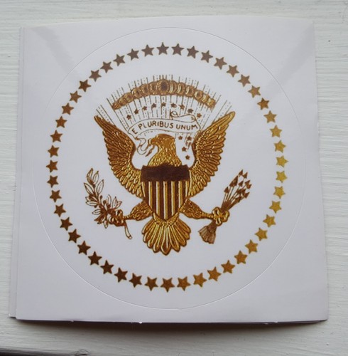 Set of 3 Presidential Seal Eagle Icon White and Gold Round Printed Stickers - 第 2/4 張圖片