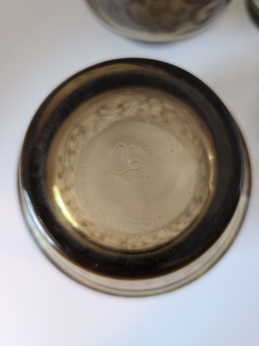 Vintage Libbey Prado altmodisch braun geprägt Schnörkel Saft Glas Becher MCM - Bild 5 von 5