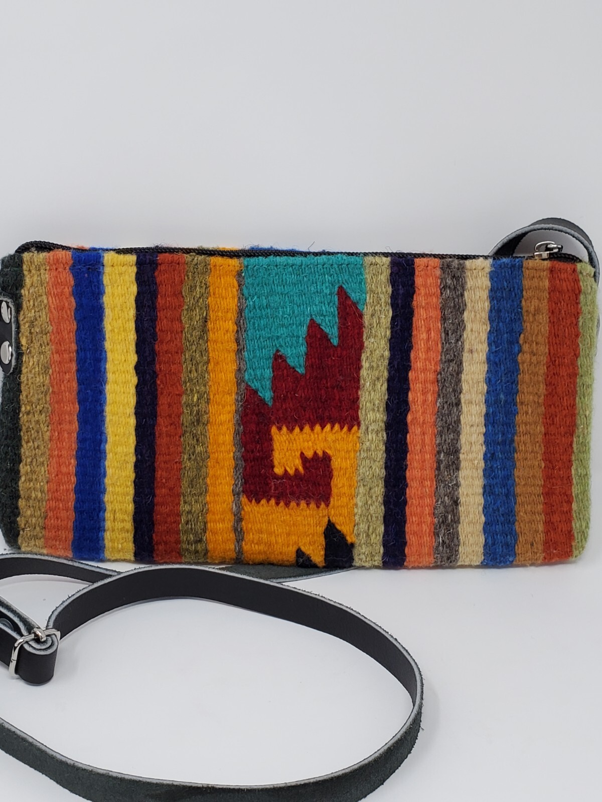 Aztec textile pattern multicolor zipper crossbody… - image 2