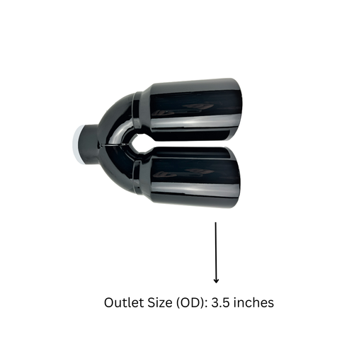 2.5" ID X3.5"X10.5" Doble Pared Inclinada Corte S/S Negro Punta de Escape 1626BK - Imagen 5 de 8