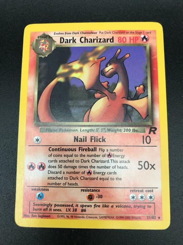 Dark Charizard Non Holo Rare 21/82 Pokemon Team Rocket Unlimited NM Card 1999