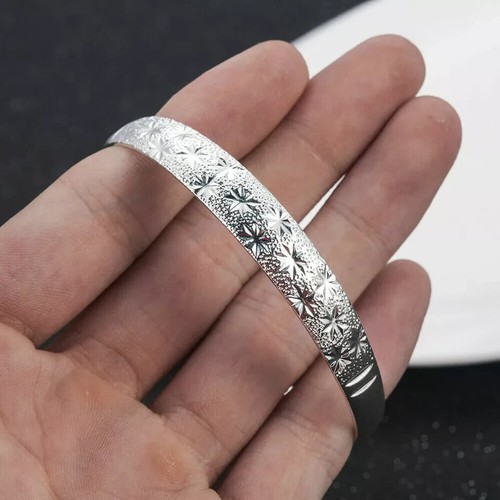 Women 925 Silver Crystal Chain Cuff Charm Bangle Bracelet Fashion Jewelry Gifts - Picture 2 of 13