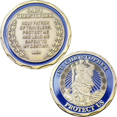 St Christopher Protect Us Challenge Coin Prayer Coin