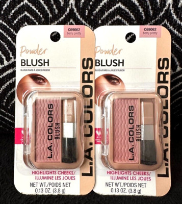  2pk LA COLORS BERRY PRETTY C69062 PRESSED POWDER CHEEK HIGHLIGHT BLUSH RARE  