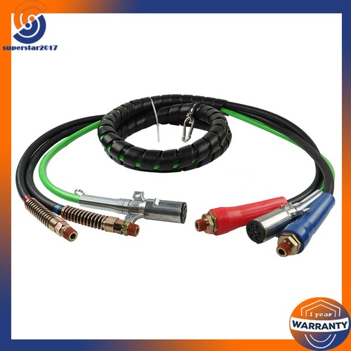 For Semi Truck Tractor Trailer 12FT 3-in-1 Wrap Set Air Line Hose w/Accessories - Foto 11 di 11