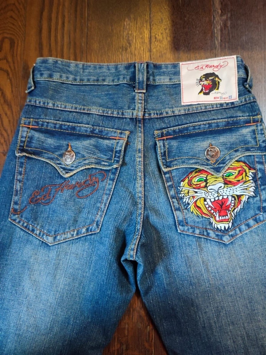 Y2K Ed Hardy Tiger vintage tattoo wear embroidery 30in men