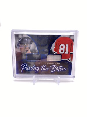 2020-21 Leaf In The Game Used Hockey Jagr/Hossa Passing the Baton 2-Relic 23/25 