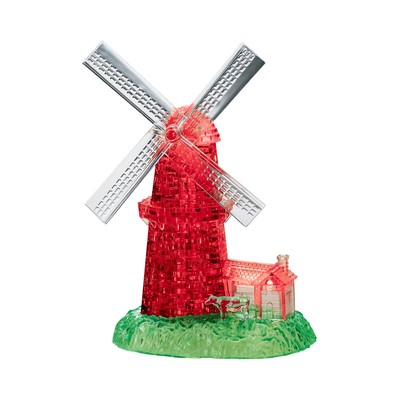 New - BePuzzled 3D Crystal Puzzle - Windmill (White/Red): 64 Pcs - Ages 12+