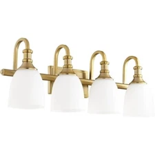 Quorum 5011-4-80 Transitional Four Light Vanity from Richmond Collection, Brass