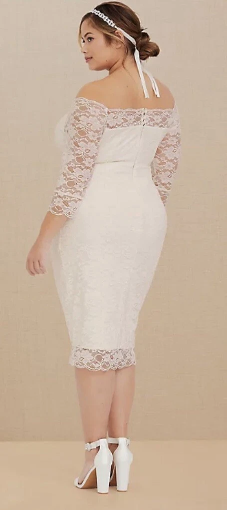 Torrid Off Shoulder Lace Bodycon Wedding Dress - Dresses