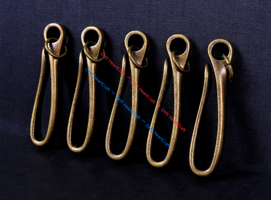 5pc 68*16mm Big Retro Brass KeyChain Key Ring Belt U Hook Wallet