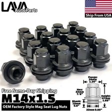 20x Black 14x1.5 Flat/Mag Seat Lug Nut Fit Range Rover Discovery Defender LR