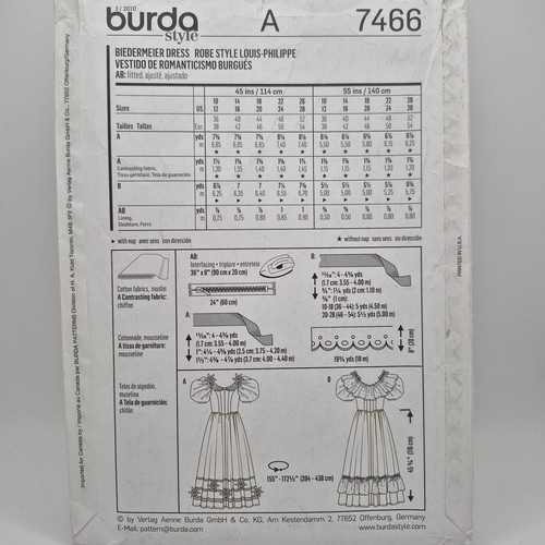 Burda 7466 Womens Sz 10-28 Costume Dress Victorian Era Sewing Pattern UNCUT - Picture 3 of 6