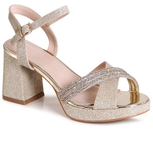 Damenschuhe Glitzer Sandaletten Riemchen Pumps Sandalen High Heels Peep Toe - Bild 6 von 11