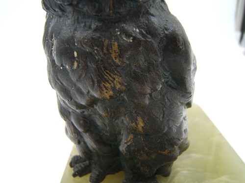 ANTIQUE AUSTRIAN BRONZE OWL GLASS EYES VERY DETAILED - Picture 4 of 13
