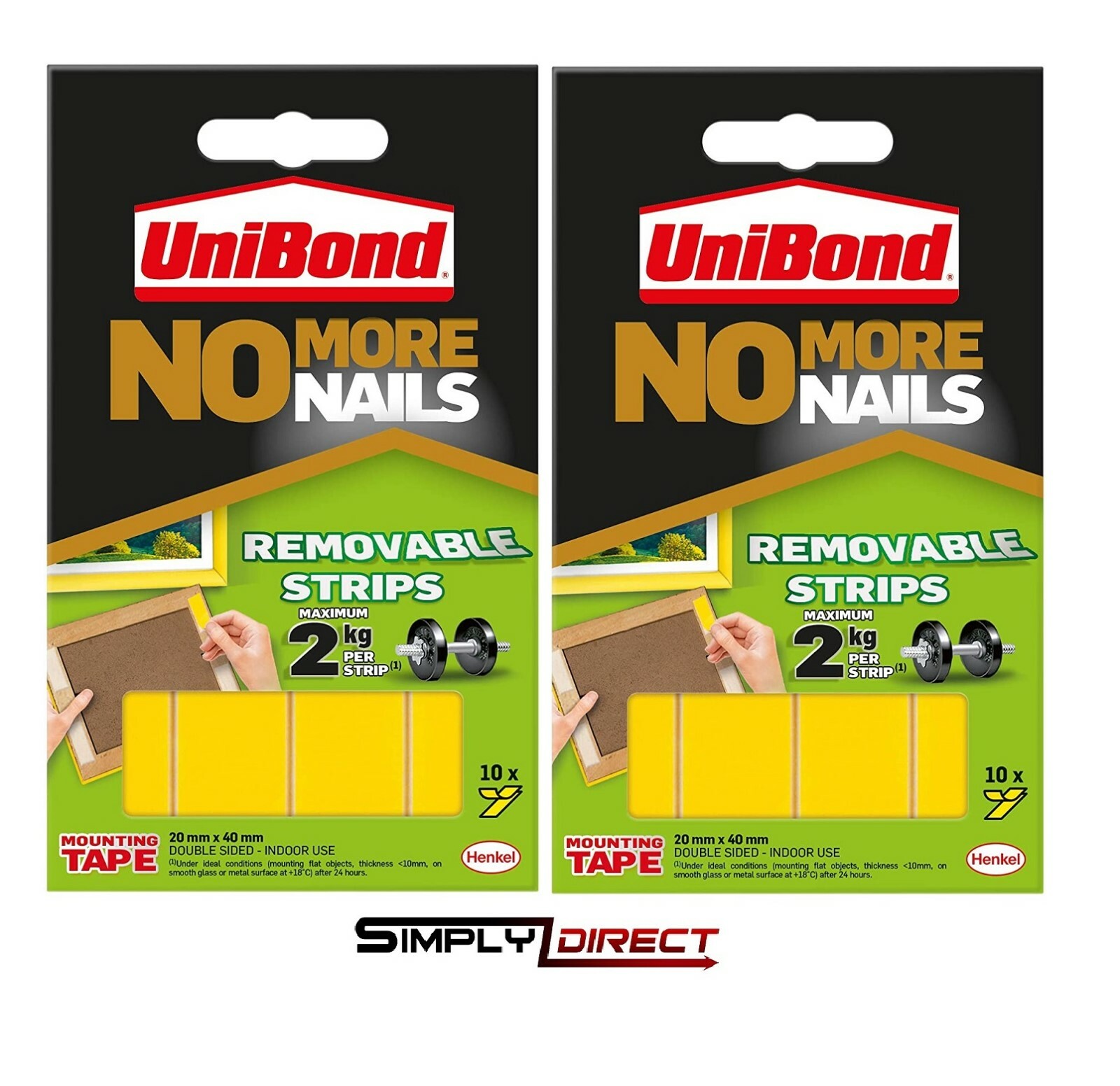 Unibond No More Nails Picture Hanging Strips Double Sided Mounting Tape