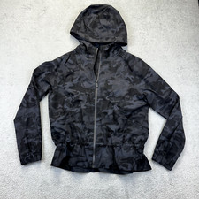 lululemon Pack It Up Jacket 8 Rain Wind Resistant Packable Hooded Vented Camo