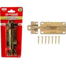 4" Inch Adjustable Slip Bolt & Fittings Brass Tone Garden Gate Shed Lock