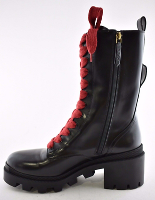 Gucci Trip Black Leather Red Green Web Stripe Mid Calf Block  display picture 2