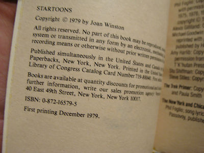 希少　STARTOONS JOAN WINSTON UNREAD 1st ed. paperback: STARTOONS joan winston 1979 wear