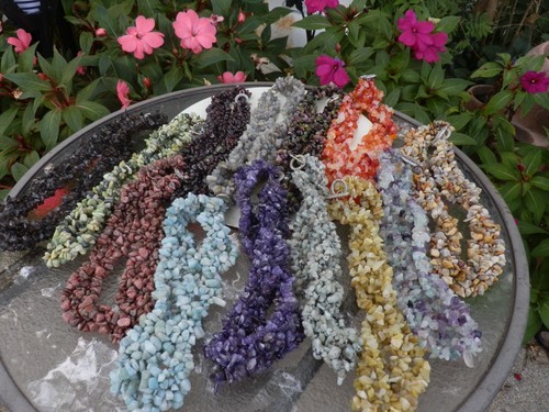 Collar de piedras preciosas tejidas amatista, granate, labradorita, jaspe, cuarzo, fluorita - Imagen 1 de 28