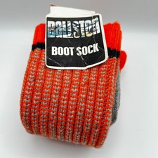 Vintage Ballston Boot Socks Mens Orange Grey Wool Blend Heavy Duty Made in USA