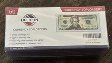50Ct Regular Currency Topload Holders - Banknote Toploaders, Dollar Bill Display