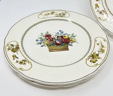 Spode Copeland “Basket” Dinner 10” Plate Set Of 4 Floral Embossed Rim 667195