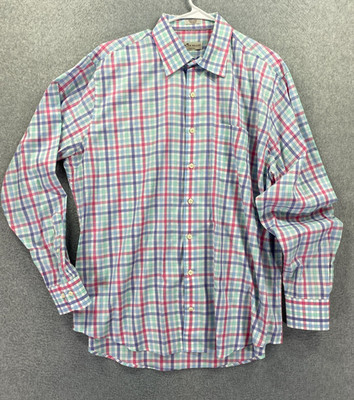 Peter Millar Crown Ease Shirt Mens XL Check Watkins Stretch Sport Button Down