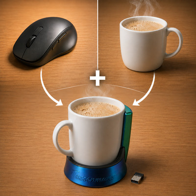 Tassenmaus Schwarz /Rot Computermaus Kaffeetasse Geschenk Cool Nerd Bluetooth