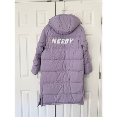 Lilac Long Puffer Coat by Nerdy, Oversized Winter Jacket, Korean Streetwear