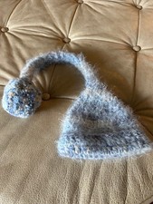 newborn photography props boy, Handmade Stocking Cap, Variegated Light Blue NWOT