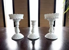 Vintage Fenton Hobnail Milk Glass Candle Holders-Set Of 3