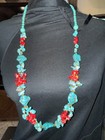Vintage Turquoise & Coral Necklace 18" See VIDEO — photo 1