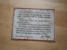antikes Blechschild "Klosett Benutzung... " Dresden, Original um 1920, selten !