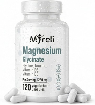 MYRELI Magnesium Glycinate 800mg, High Absorption 5-in-1 Complex with Glycine