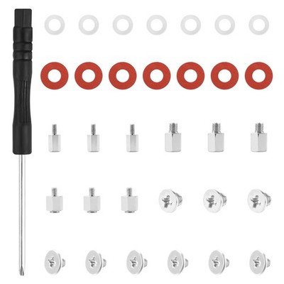 Kalote 32PCS M.2 SSD Mounting Screw Kit, NVMe M2/M3, 32Pcs Silver Screws
